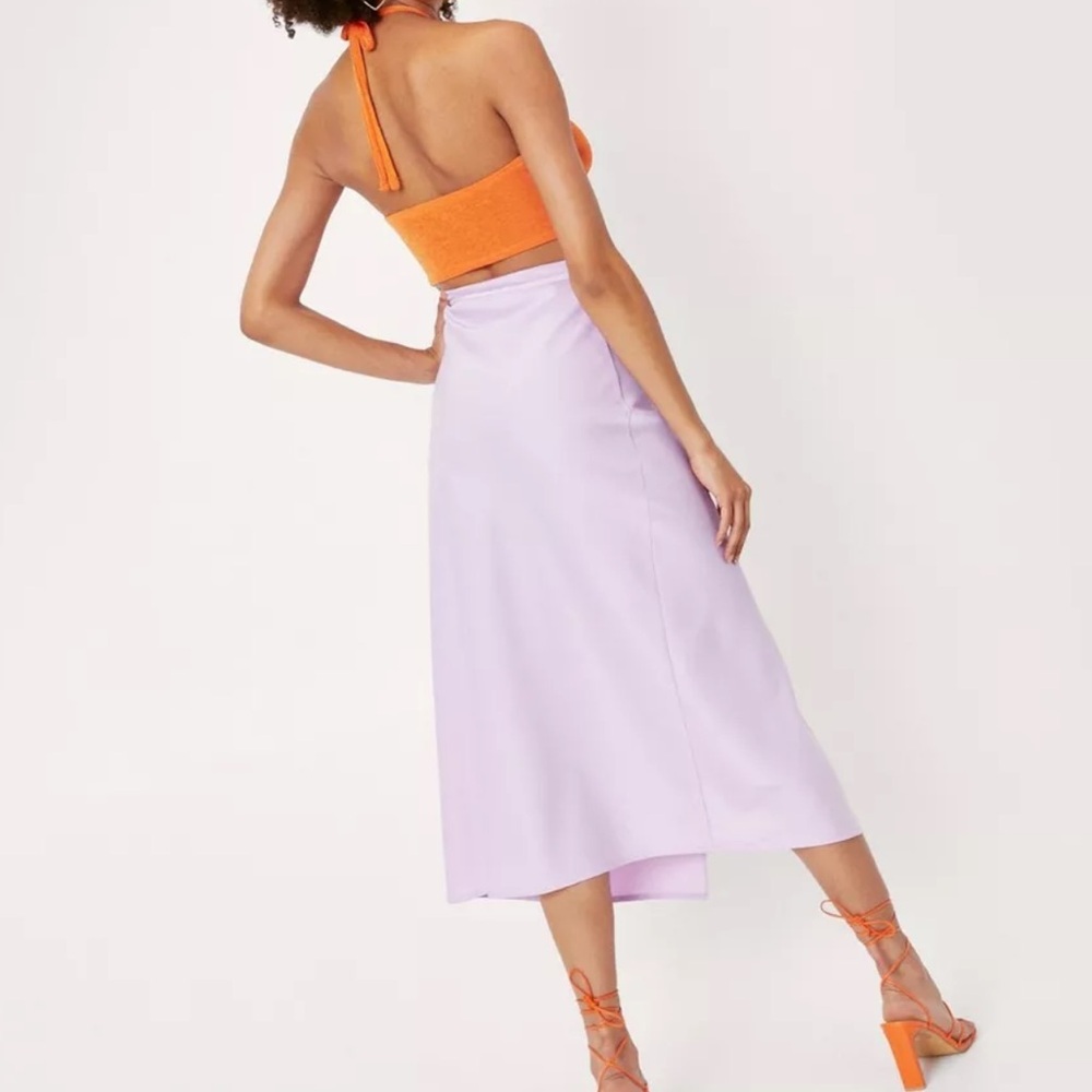Nasty Gal Lavender Strappy Satin High Waisted Midi Skirt New With Tag Size 10 - Picture 2 of 11